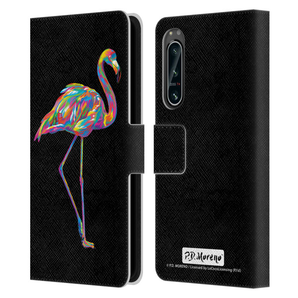 P.D. Moreno Animals Flamingo Leather Book Wallet Case Cover For Sony Xperia 5 IV