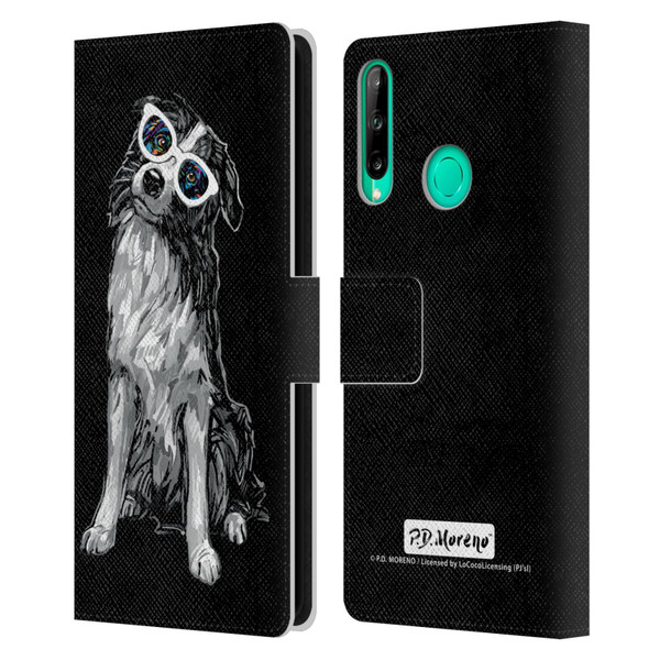 P.D. Moreno Black And White Dogs Border Collie Leather Book Wallet Case Cover For Huawei P40 lite E