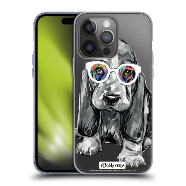 P.D. Moreno Black And White Dogs Basset Hound Soft Gel Case for Apple iPhone 14 Pro