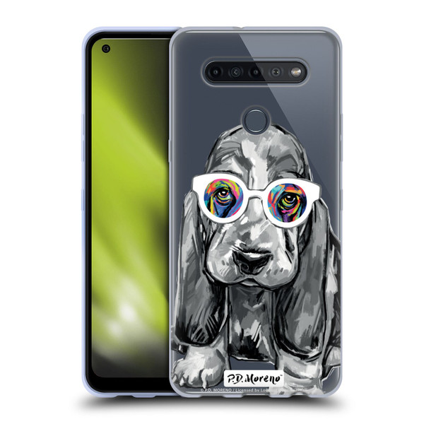 P.D. Moreno Black And White Dogs Basset Hound Soft Gel Case for LG K51S