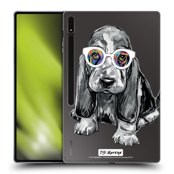 P.D. Moreno Black And White Dogs Basset Hound Soft Gel Case for Samsung Galaxy Tab S8 Ultra
