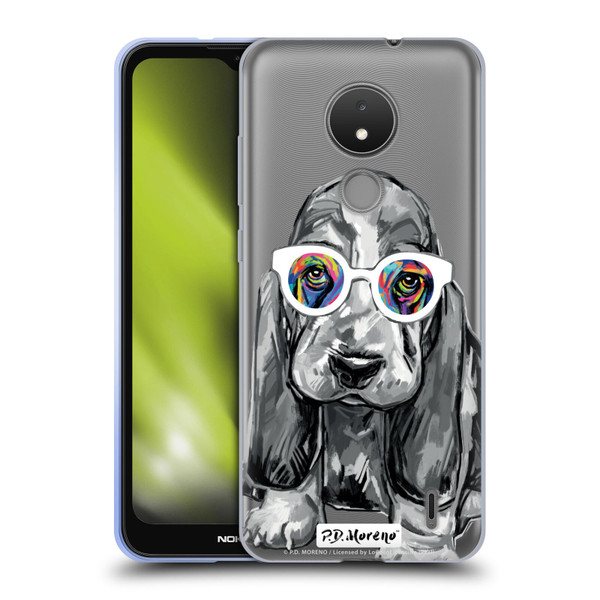 P.D. Moreno Black And White Dogs Basset Hound Soft Gel Case for Nokia C21