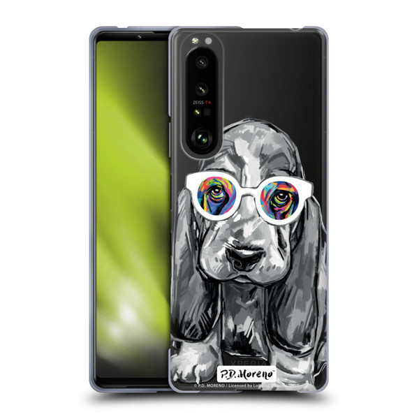 P.D. Moreno Black And White Dogs Basset Hound Soft Gel Case for Sony Xperia 1 III