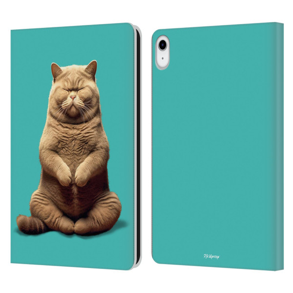 P.D. Moreno Furry Fun Artwork Sitting Cat Leather Book Wallet Case Cover For Apple iPad 10.9 (2022)