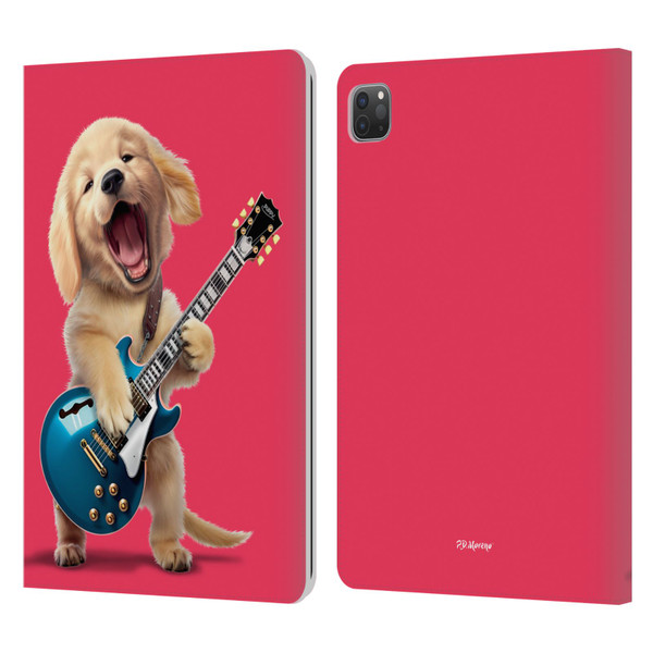 P.D. Moreno Furry Fun Artwork Golden Retriever Playing Guitar Leather Book Wallet Case Cover For Apple iPad Pro 11 2020 / 2021 / 2022