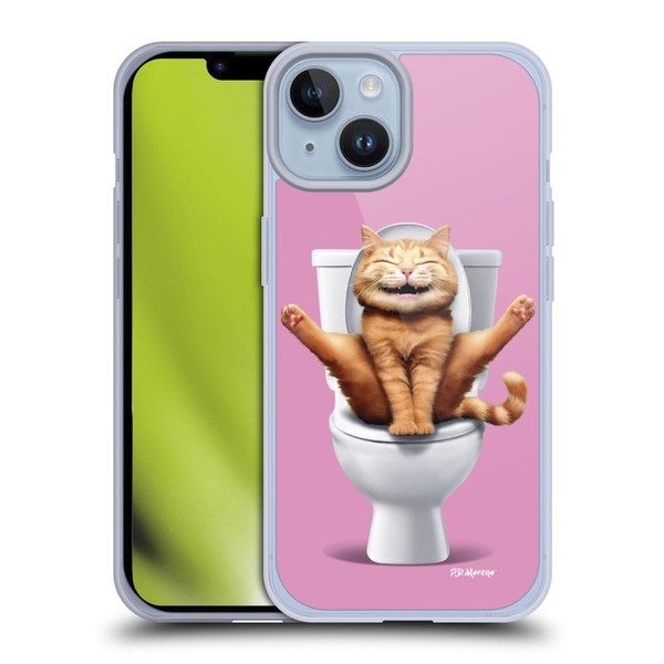 P.D. Moreno Furry Fun Artwork Cat WC Soft Gel Case for Apple iPhone 14