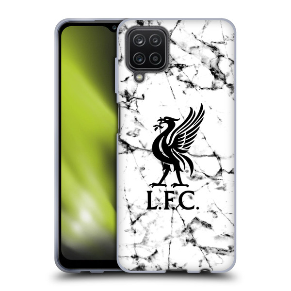 Liverpool Football Club Marble Black Liver Bird Soft Gel Case for Samsung Galaxy A12 (2020)