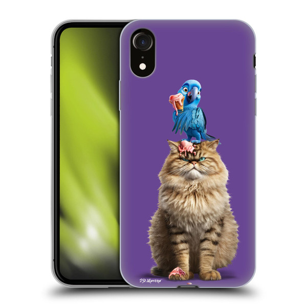 P.D. Moreno Furry Fun Artwork Cat And Parrot Soft Gel Case for Apple iPhone XR