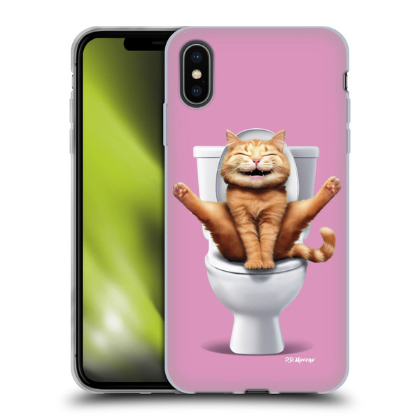 P.D. Moreno Furry Fun Artwork Cat WC Soft Gel Case for Apple iPhone XS Max