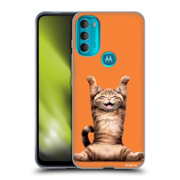 P.D. Moreno Furry Fun Artwork Happy Cat Soft Gel Case for Motorola Moto G71 5G
