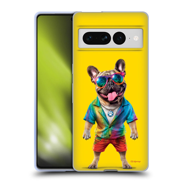 P.D. Moreno Furry Fun Artwork French Bulldog Tie Die Soft Gel Case for Google Pixel 7 Pro