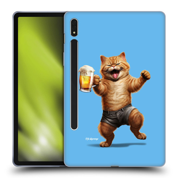 P.D. Moreno Furry Fun Artwork Cat Beer Soft Gel Case for Samsung Galaxy Tab S8