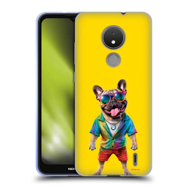 P.D. Moreno Furry Fun Artwork French Bulldog Tie Die Soft Gel Case for Nokia C21