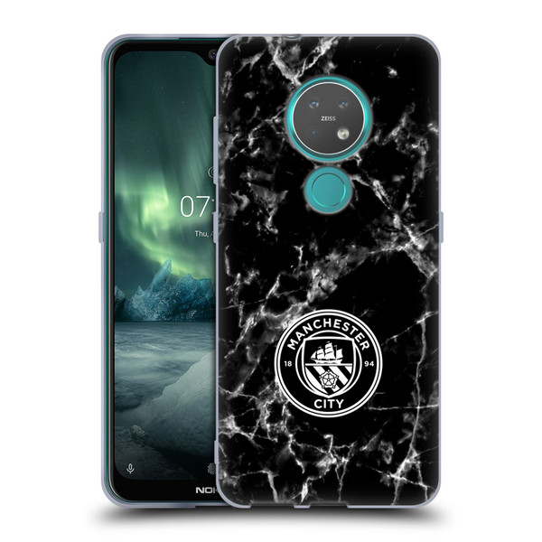 Manchester City Man City FC Marble Badge Black White Mono Soft Gel Case for Nokia 6.2 / 7.2