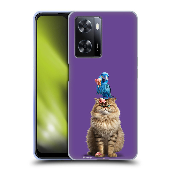 P.D. Moreno Furry Fun Artwork Cat And Parrot Soft Gel Case for OPPO A57s