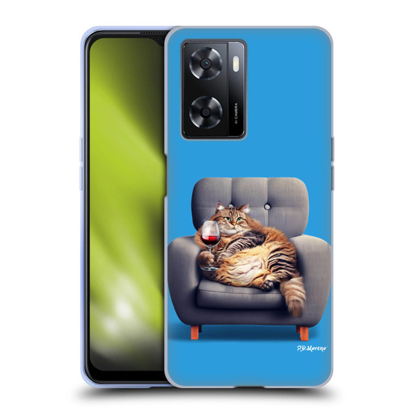 P.D. Moreno Furry Fun Artwork Fat Cat Armchair Soft Gel Case for OPPO A57s