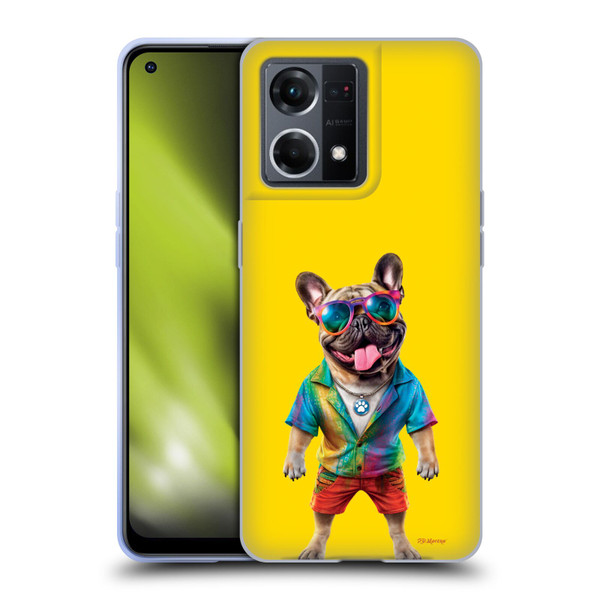 P.D. Moreno Furry Fun Artwork French Bulldog Tie Die Soft Gel Case for OPPO Reno8 4G