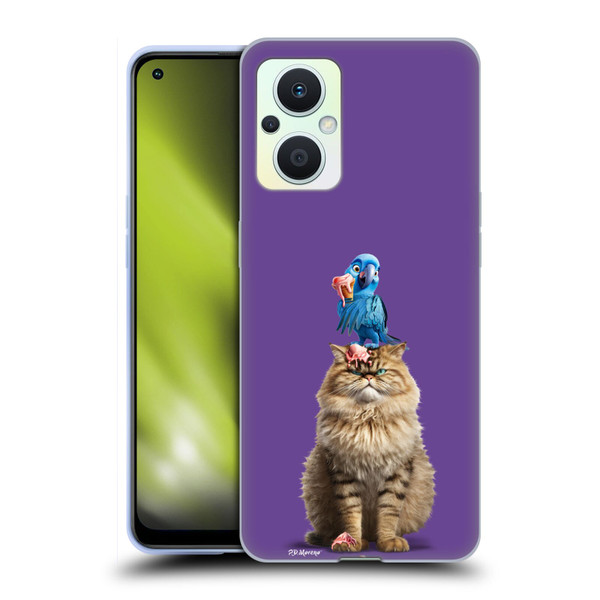 P.D. Moreno Furry Fun Artwork Cat And Parrot Soft Gel Case for OPPO Reno8 Lite