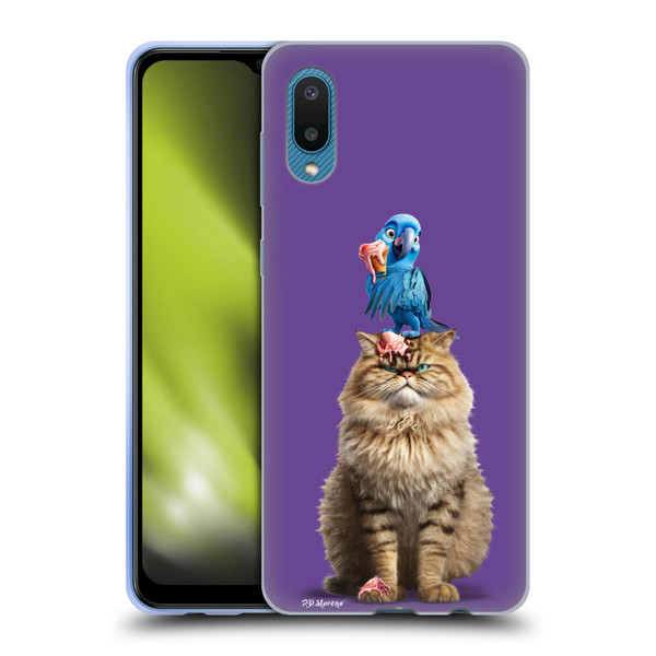P.D. Moreno Furry Fun Artwork Cat And Parrot Soft Gel Case for Samsung Galaxy A02/M02 (2021)