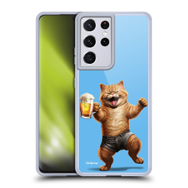 P.D. Moreno Furry Fun Artwork Cat Beer Soft Gel Case for Samsung Galaxy S21 Ultra 5G
