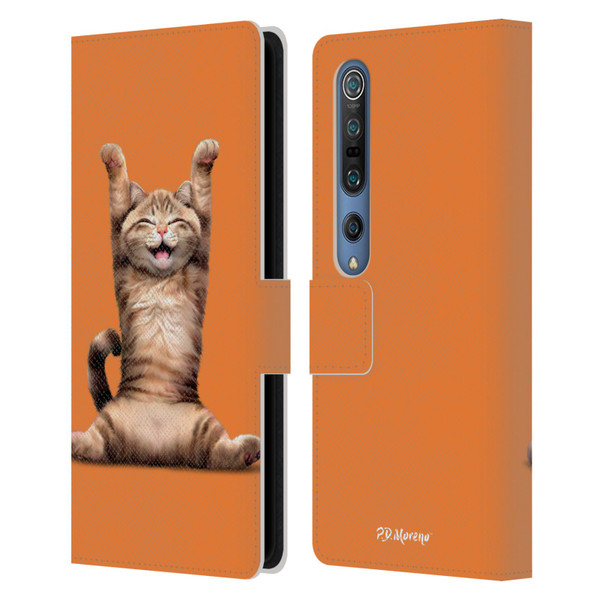 P.D. Moreno Furry Fun Artwork Happy Cat Leather Book Wallet Case Cover For Xiaomi Mi 10 5G / Mi 10 Pro 5G