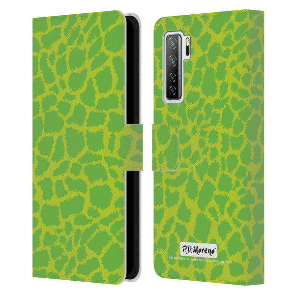 P.D. Moreno Patterns Lime Green Leather Book Wallet Case Cover For Huawei Nova 7 SE/P40 Lite 5G