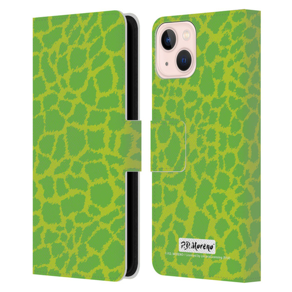 P.D. Moreno Patterns Lime Green Leather Book Wallet Case Cover For Apple iPhone 13