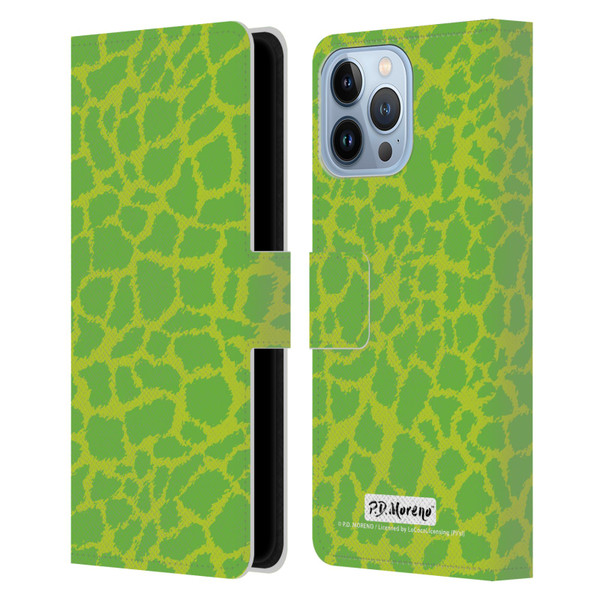 P.D. Moreno Patterns Lime Green Leather Book Wallet Case Cover For Apple iPhone 13 Pro Max
