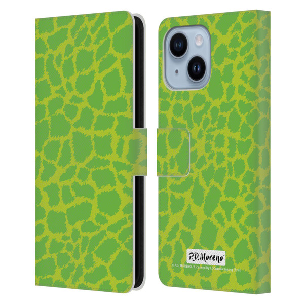 P.D. Moreno Patterns Lime Green Leather Book Wallet Case Cover For Apple iPhone 14 Plus