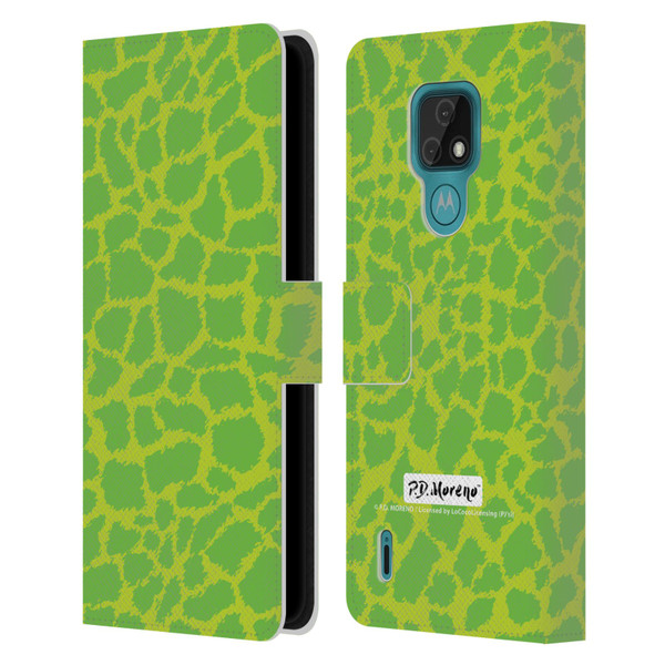 P.D. Moreno Patterns Lime Green Leather Book Wallet Case Cover For Motorola Moto E7