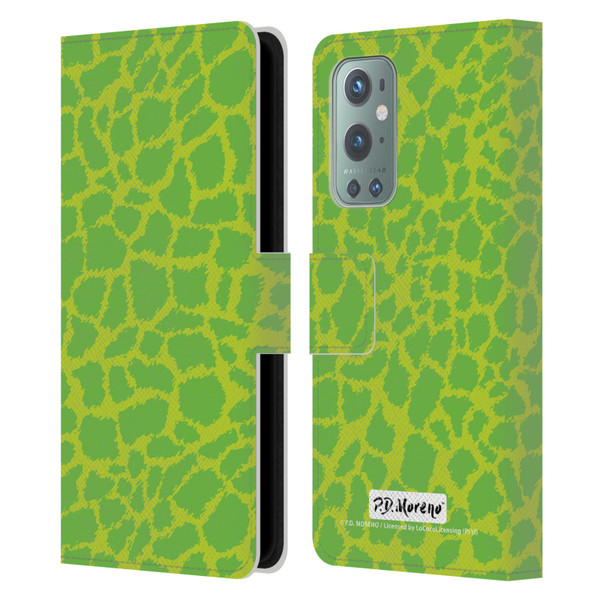 P.D. Moreno Patterns Lime Green Leather Book Wallet Case Cover For OnePlus 9