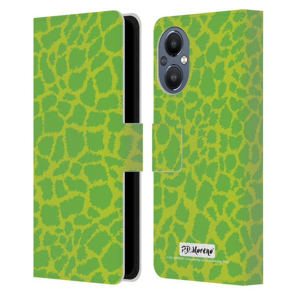 P.D. Moreno Patterns Lime Green Leather Book Wallet Case Cover For OnePlus Nord N20 5G