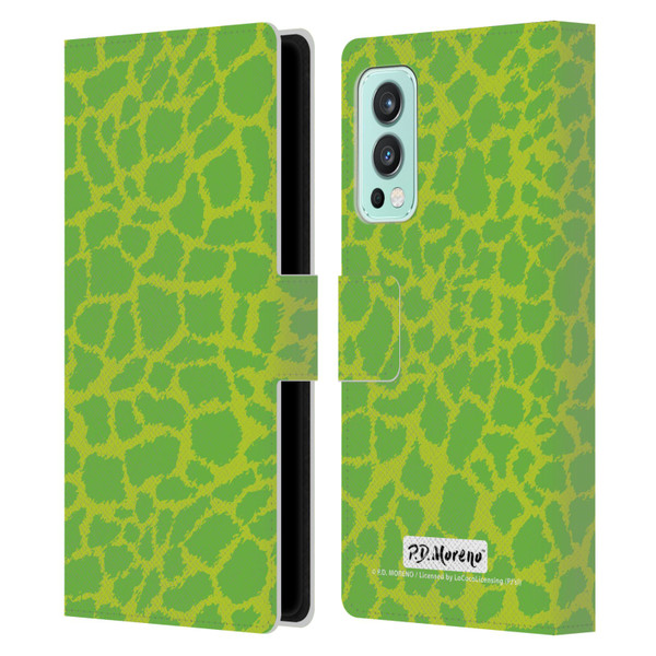 P.D. Moreno Patterns Lime Green Leather Book Wallet Case Cover For OnePlus Nord 2 5G