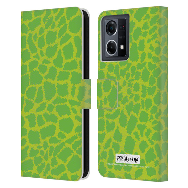 P.D. Moreno Patterns Lime Green Leather Book Wallet Case Cover For OPPO Reno8 4G