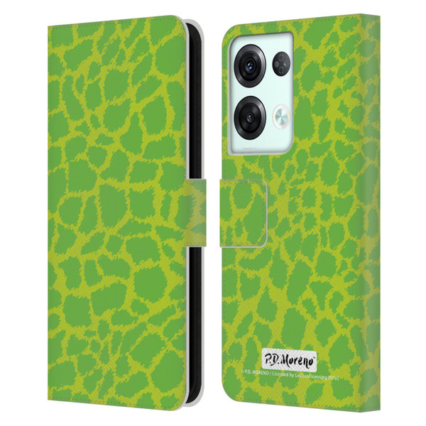 P.D. Moreno Patterns Lime Green Leather Book Wallet Case Cover For OPPO Reno8 Pro