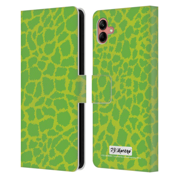 P.D. Moreno Patterns Lime Green Leather Book Wallet Case Cover For Samsung Galaxy A04 (2022)