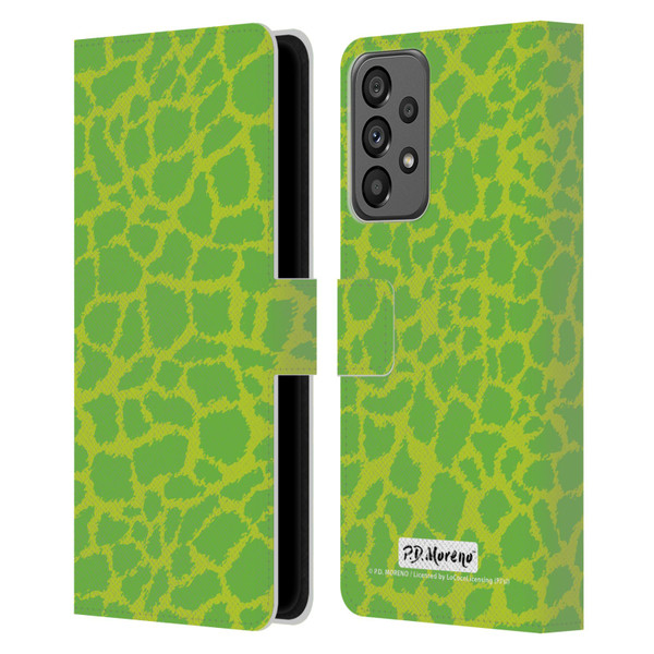 P.D. Moreno Patterns Lime Green Leather Book Wallet Case Cover For Samsung Galaxy A73 5G (2022)