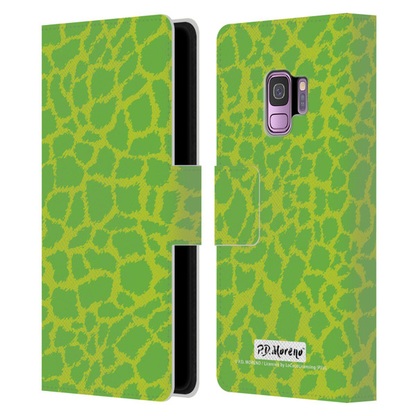 P.D. Moreno Patterns Lime Green Leather Book Wallet Case Cover For Samsung Galaxy S9