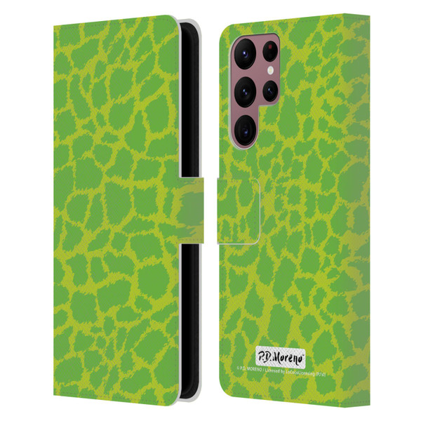 P.D. Moreno Patterns Lime Green Leather Book Wallet Case Cover For Samsung Galaxy S22 Ultra 5G