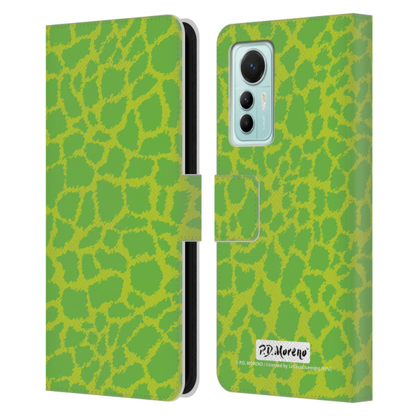 P.D. Moreno Patterns Lime Green Leather Book Wallet Case Cover For Xiaomi 12 Lite