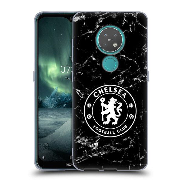 Chelsea Football Club Crest Black Marble Soft Gel Case for Nokia 6.2 / 7.2