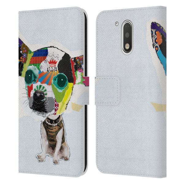 Michel Keck Dogs 3 Chihuahua 2 Leather Book Wallet Case Cover For Motorola Moto G41