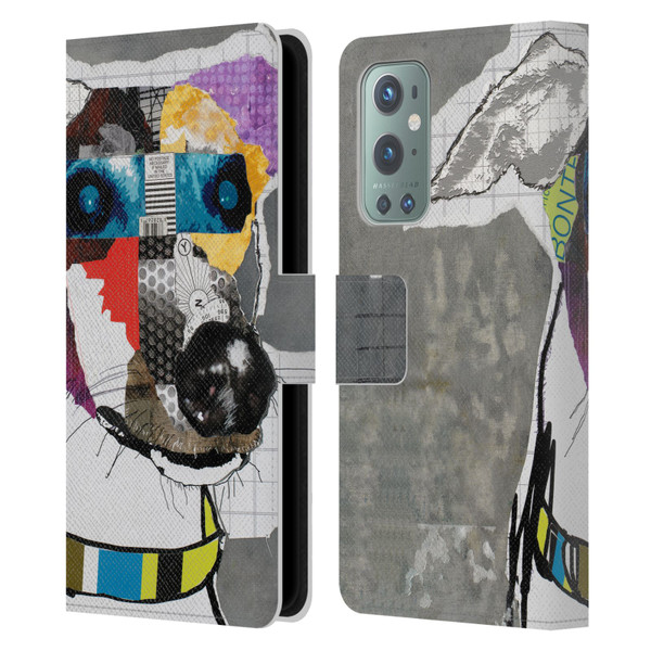 Michel Keck Dogs 3 Greyhound Leather Book Wallet Case Cover For OnePlus 9
