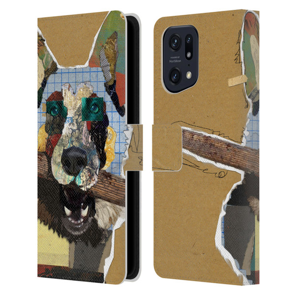 Michel Keck Dogs 3 German Shepherd Leather Book Wallet Case Cover For OPPO Find X5
