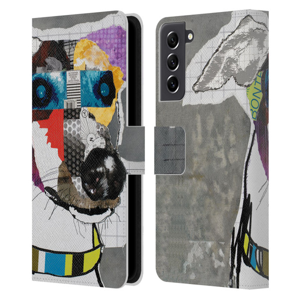 Michel Keck Dogs 3 Greyhound Leather Book Wallet Case Cover For Samsung Galaxy S21 FE 5G