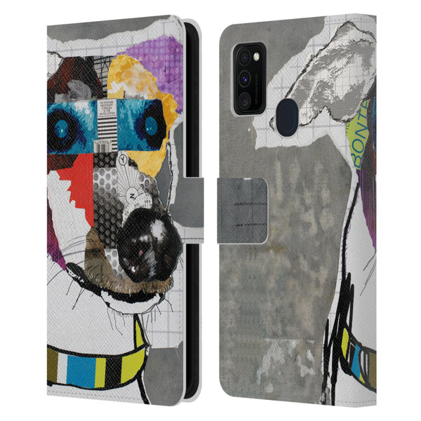 Michel Keck Dogs 3 Greyhound Leather Book Wallet Case Cover For Samsung Galaxy M30s (2019)/M21 (2020)