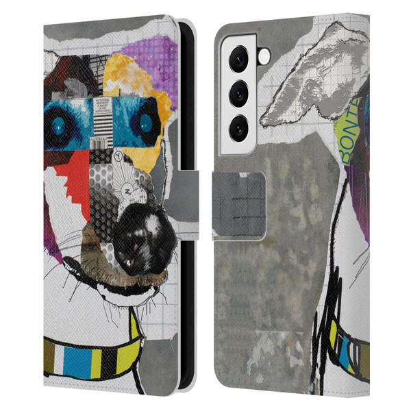 Michel Keck Dogs 3 Greyhound Leather Book Wallet Case Cover For Samsung Galaxy S22 5G