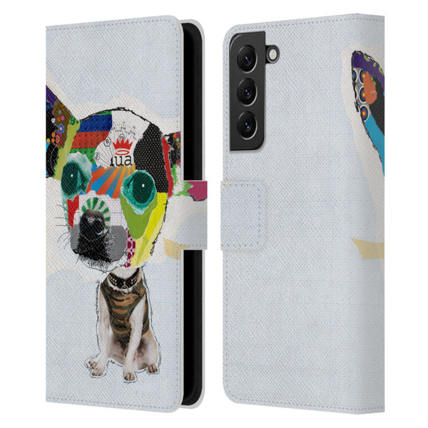 Michel Keck Dogs 3 Chihuahua 2 Leather Book Wallet Case Cover For Samsung Galaxy S22+ 5G