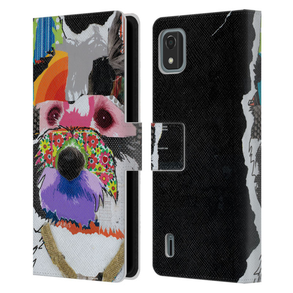 Michel Keck Dogs Westie Leather Book Wallet Case Cover For Nokia C2 2nd Edition