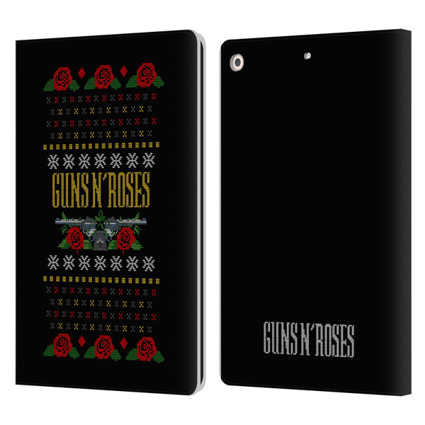 Guns N' Roses Christmas Text Logo Pistol Leather Book Wallet Case Cover For Apple iPad 10.2 2019/2020/2021